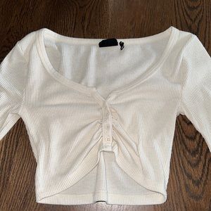 Long Sleeve, Cropped Cream Shirt